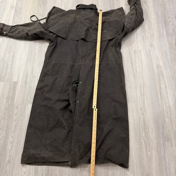 Vintage Kuver Mebum Duster Oil Skin Coat Men Large Black Faded Western by Abetta - Picture 10 of 10